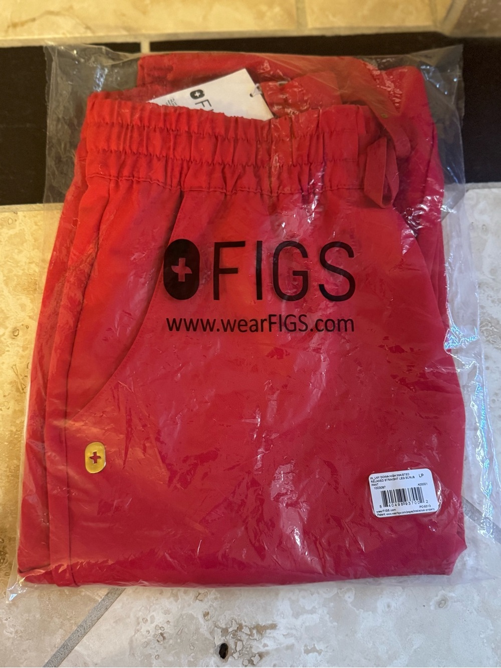 FIGS Lunar New Year Pop Red High Waisted Dowa - Petite Scrub Pants